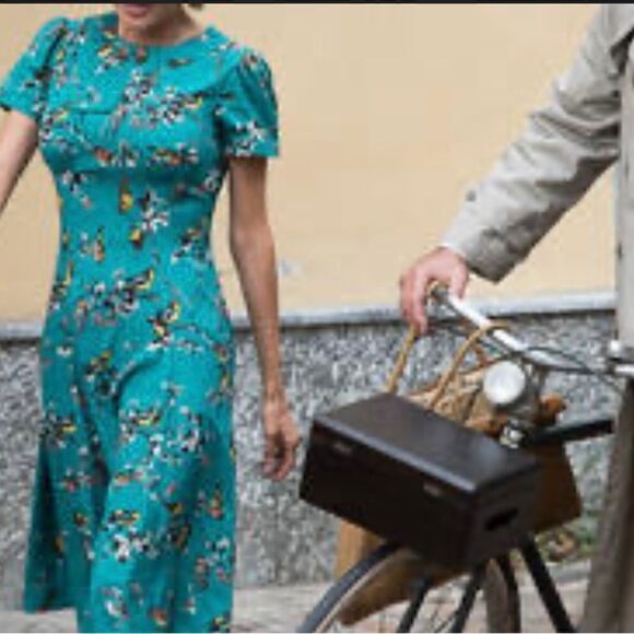 Hell Bunny Womens Blue Green Birdy Round Neck Short Sleeve A Line Dress X-Small - Picture 13 of 14